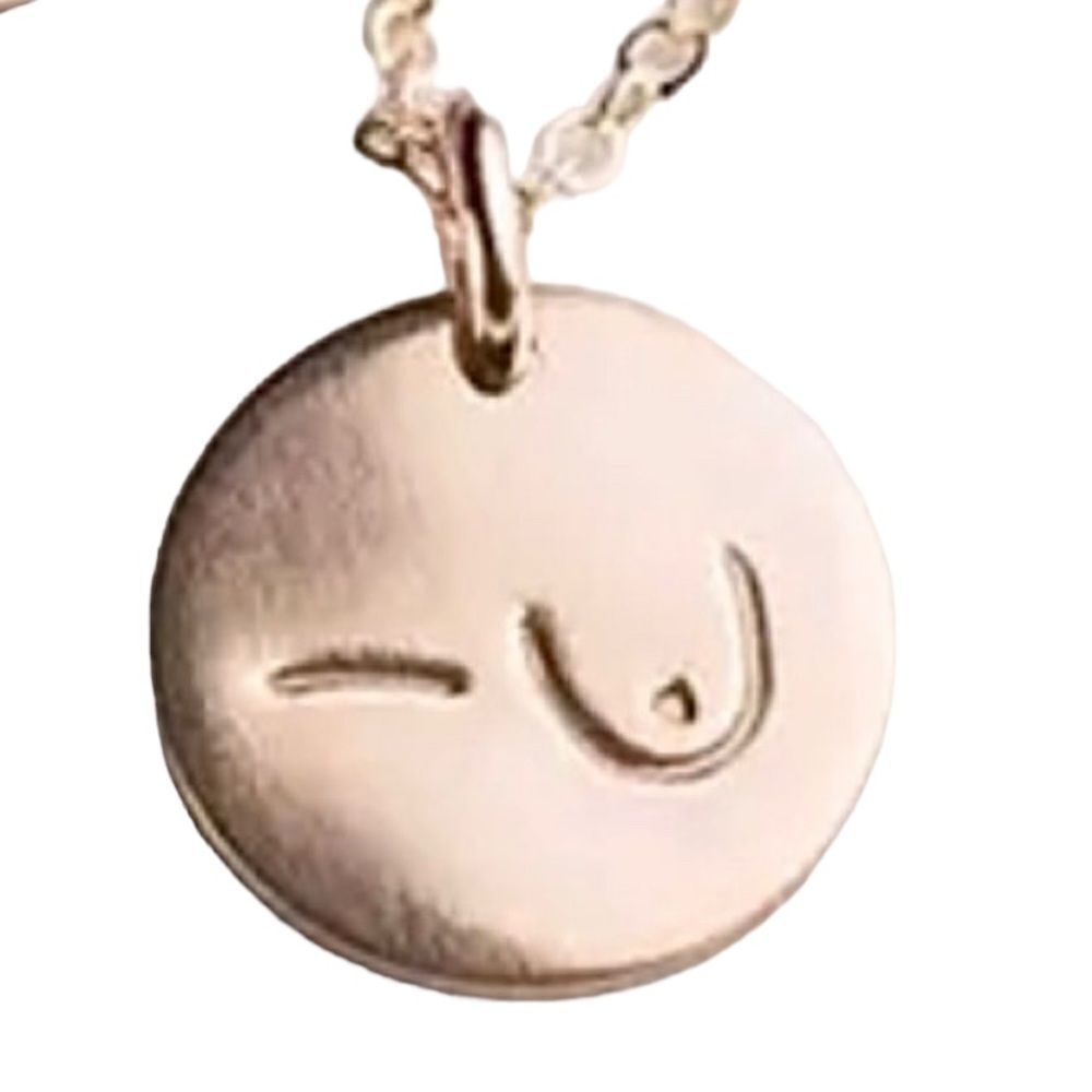 Delicate Rose Gold Tone Just One Breast Cancer Mastectomy Pendant Necklace NWT
